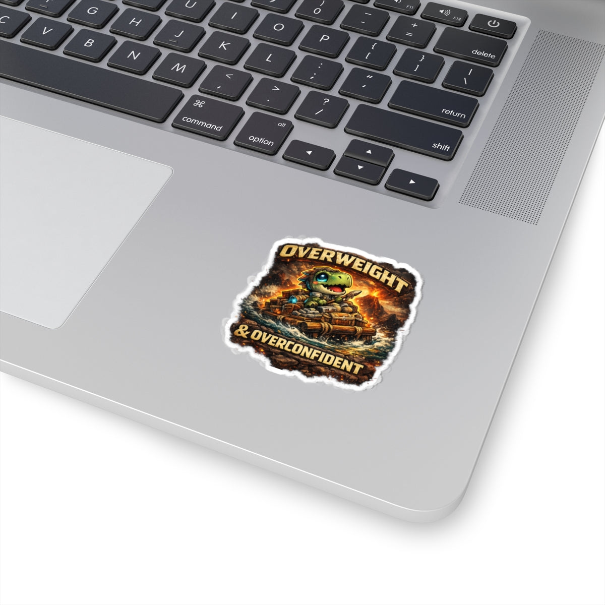 Overweight & Overconfident Vinyl Sticker — Quietly Ascended