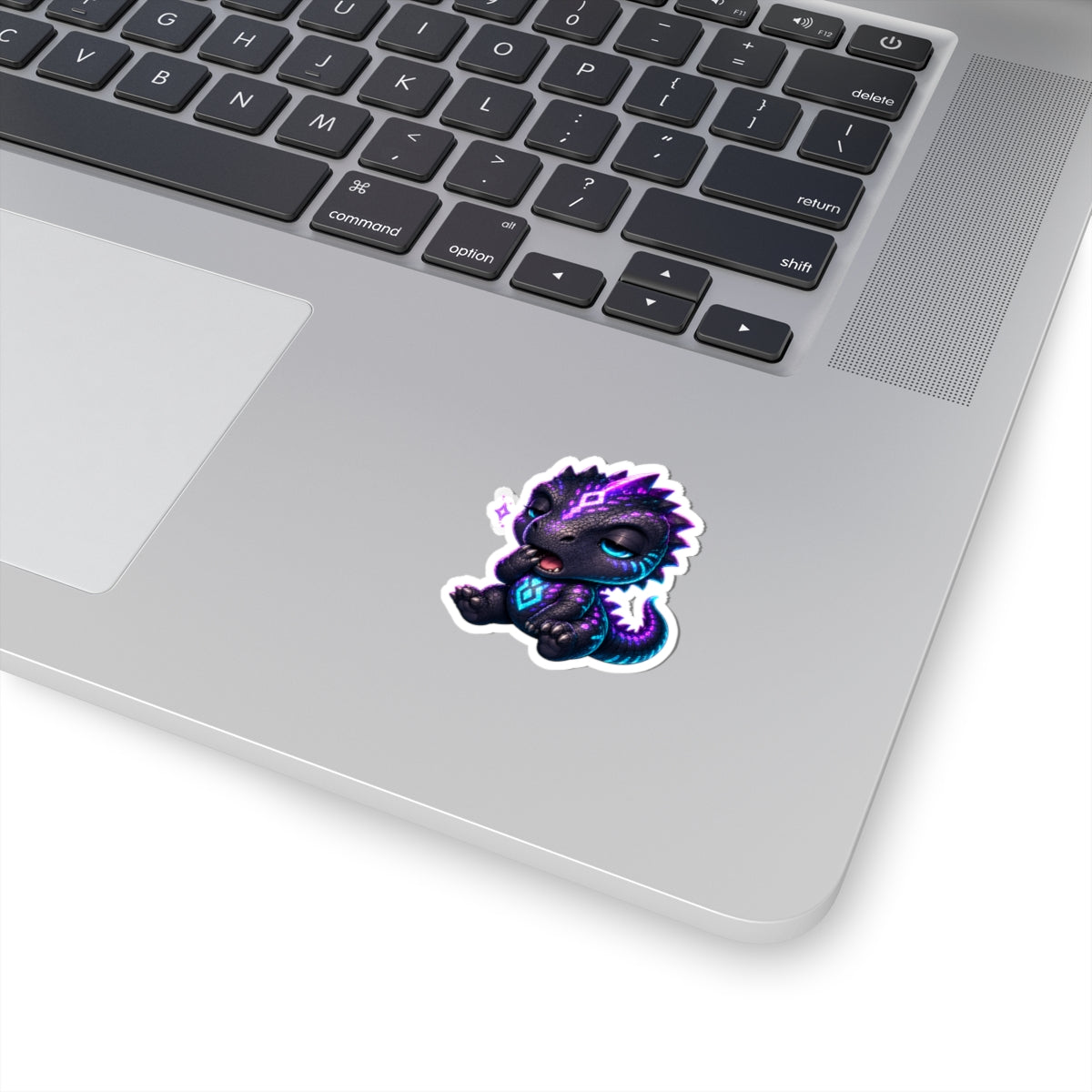 Sleepy T-Rex Sticker — Cozy Neon Chibi Dino Kiss-Cut Vinyl Decal