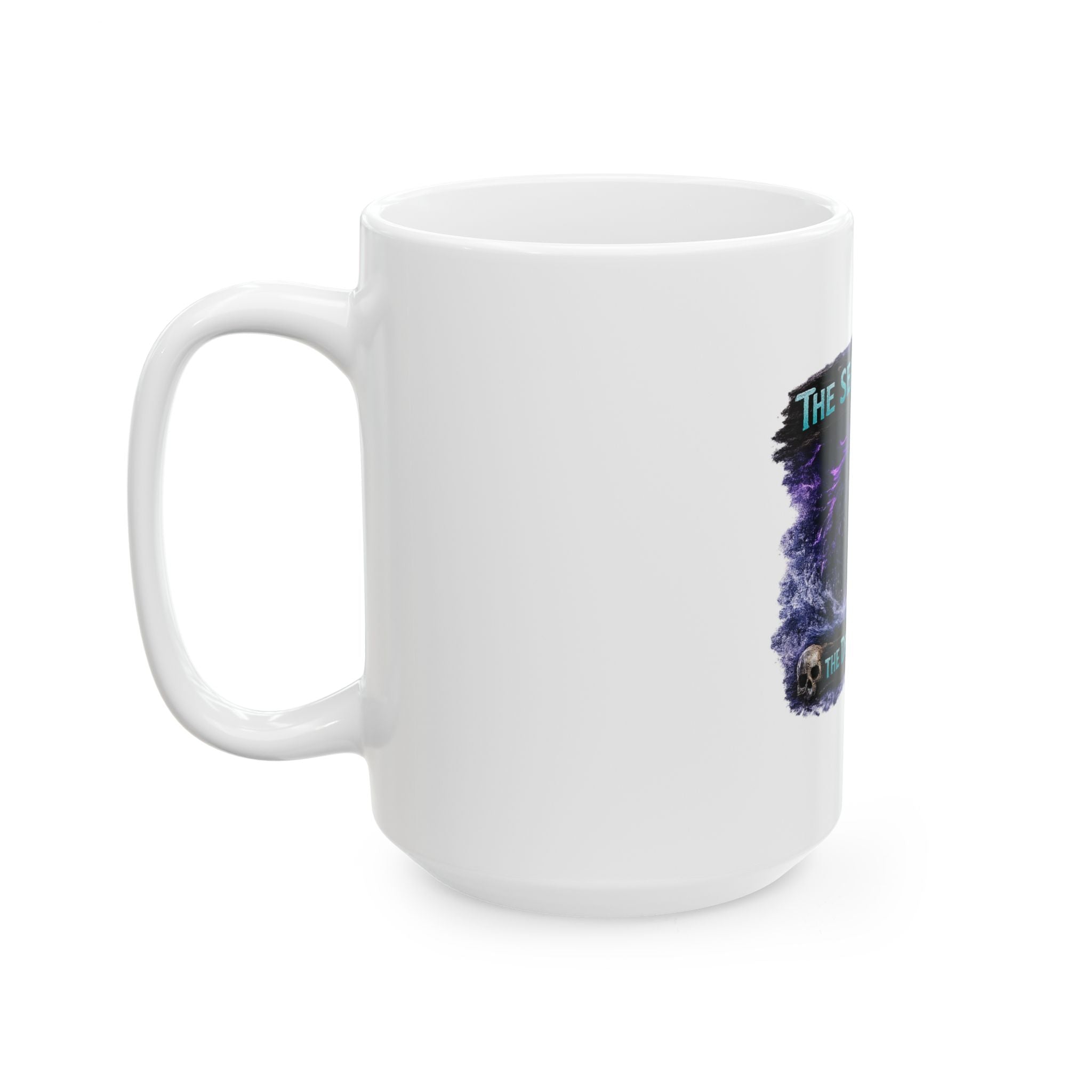 The Sea Is Fake Ceramic Mug — Lightning T-Rex Coffee Cup