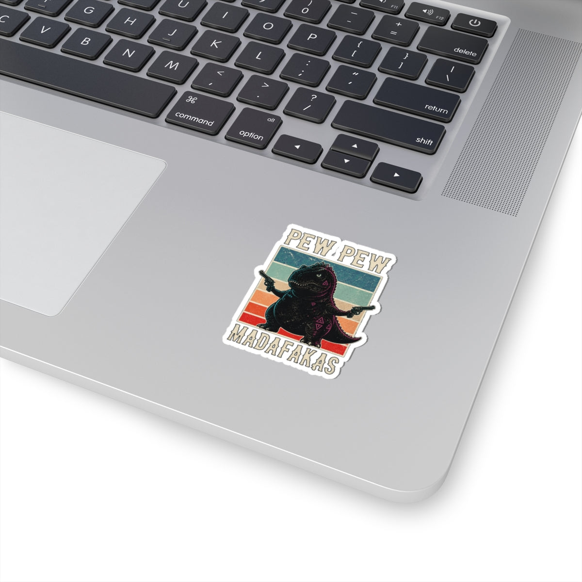 Pew Pew Madness Vinyl Sticker — Gunslinger Rex