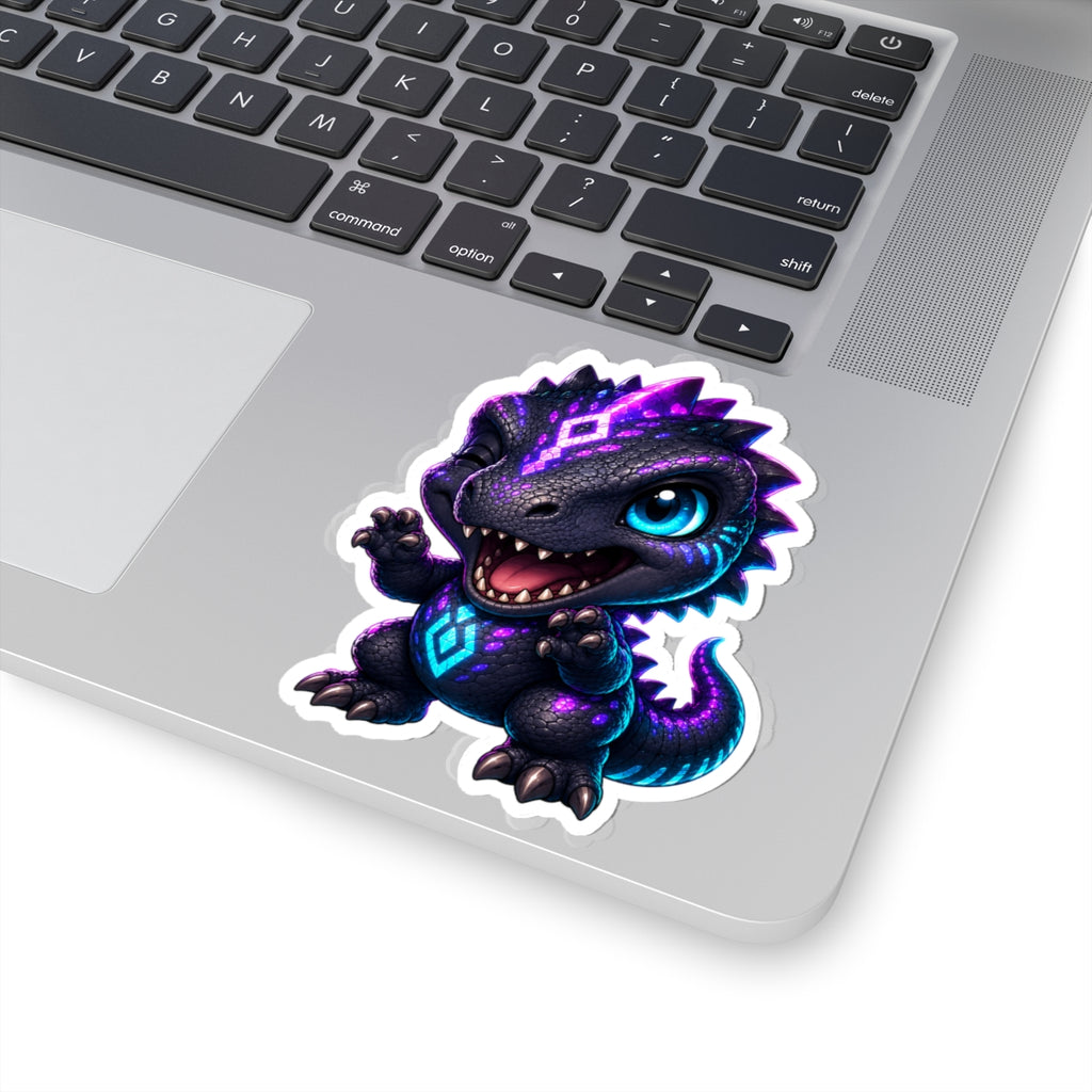 Tiny Roar T-Rex Sticker — Neon Chibi Dino Kiss-Cut Vinyl Decal