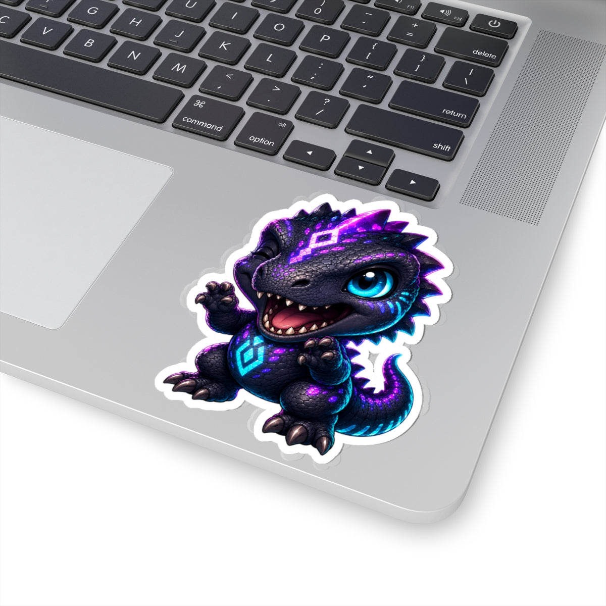 Tiny Roar T-Rex Sticker — Neon Chibi Dino Kiss-Cut Vinyl Decal