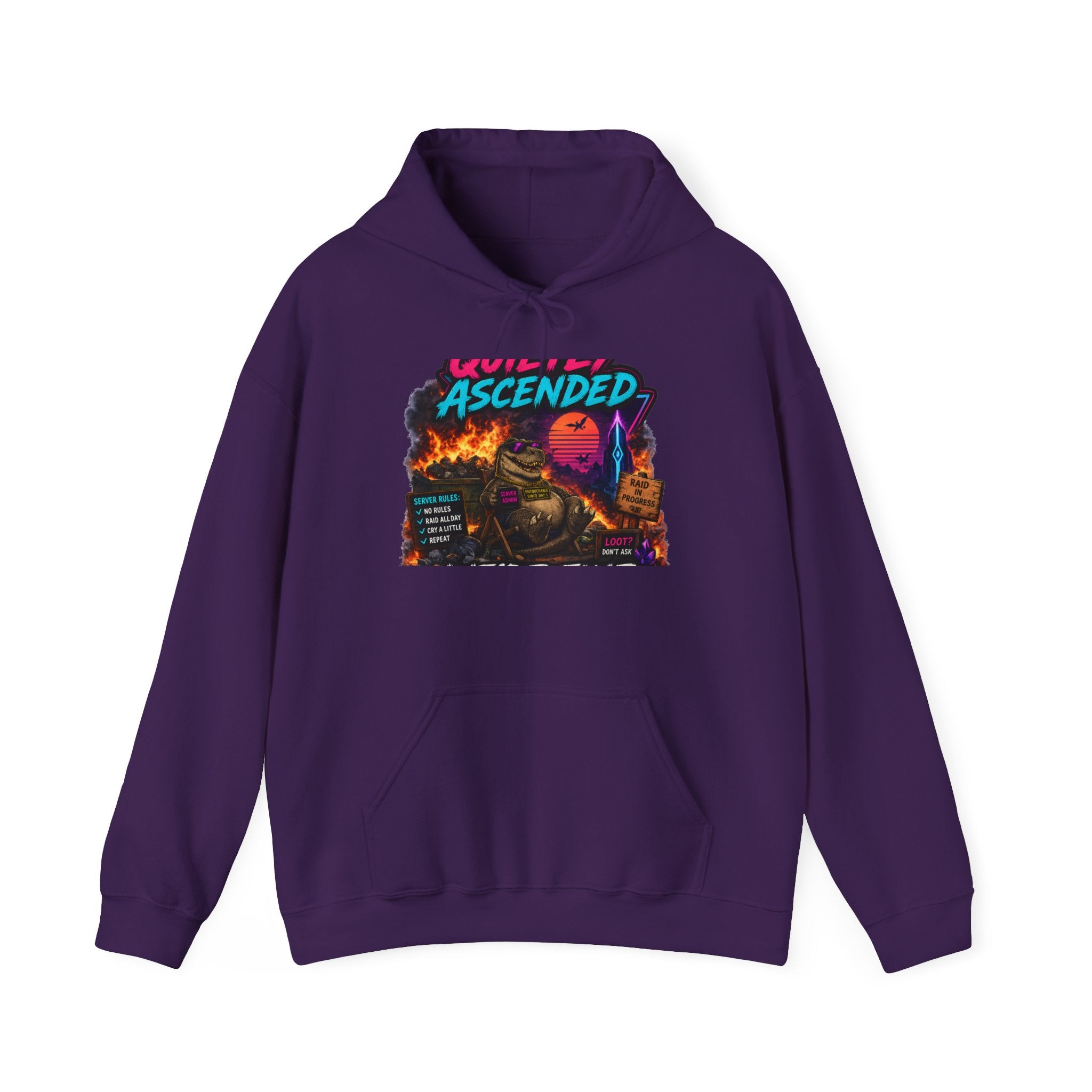 We're Fine Hoodie — Server Admin Chibi T-Rex Dumpster Fire Pullover