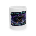The Sea Is Fake Ceramic Mug — Lightning T-Rex Coffee Cup