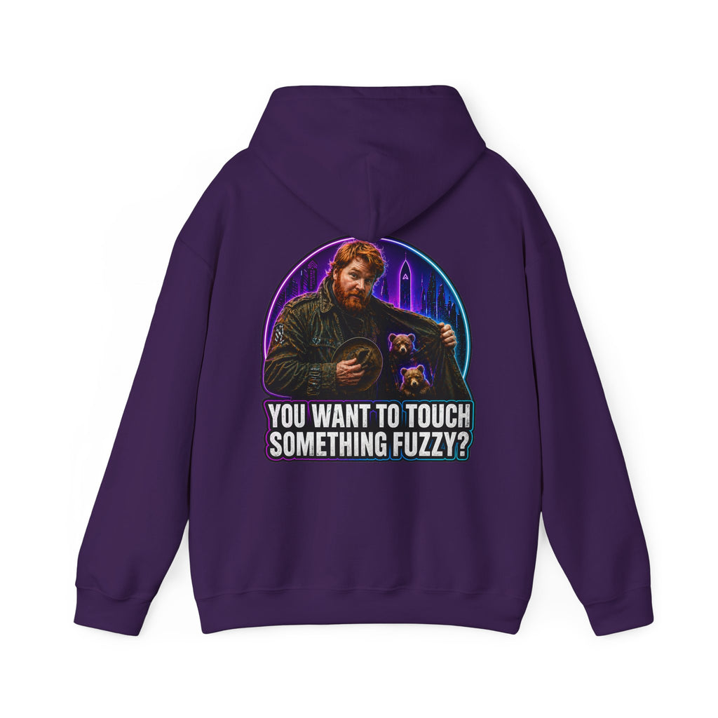 Hoodie - "You Want to Touch Something Fuzzy?" Retro Sci‑Fi Graphic Hoodie