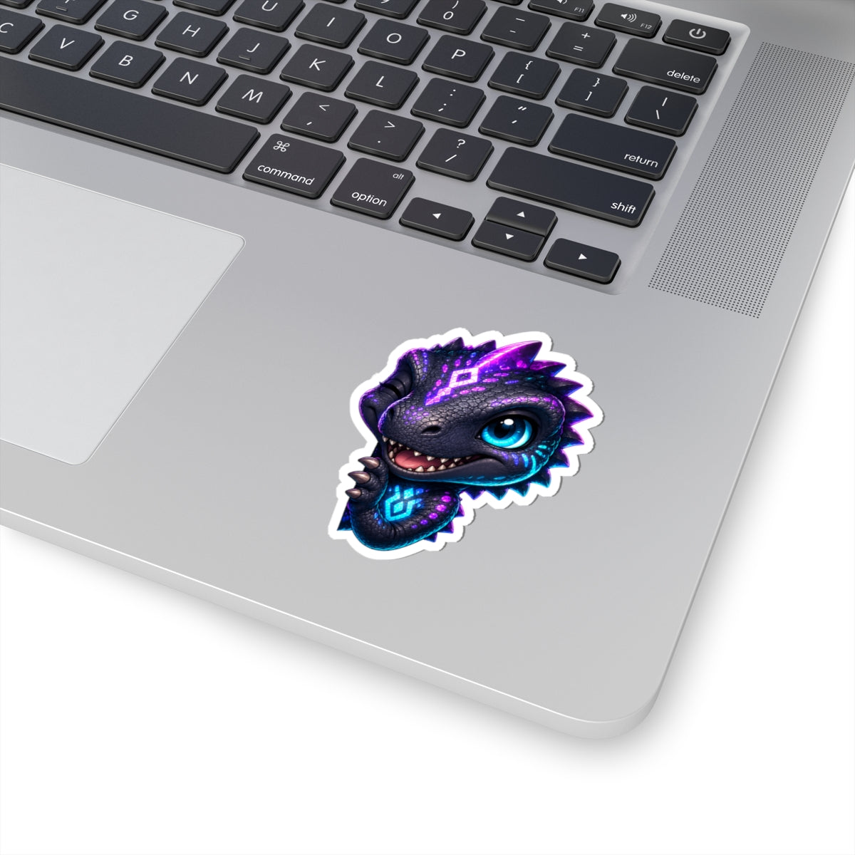 Peekaboo T-Rex Sticker — Sneaky Neon Chibi Dino Kiss-Cut Vinyl Decal