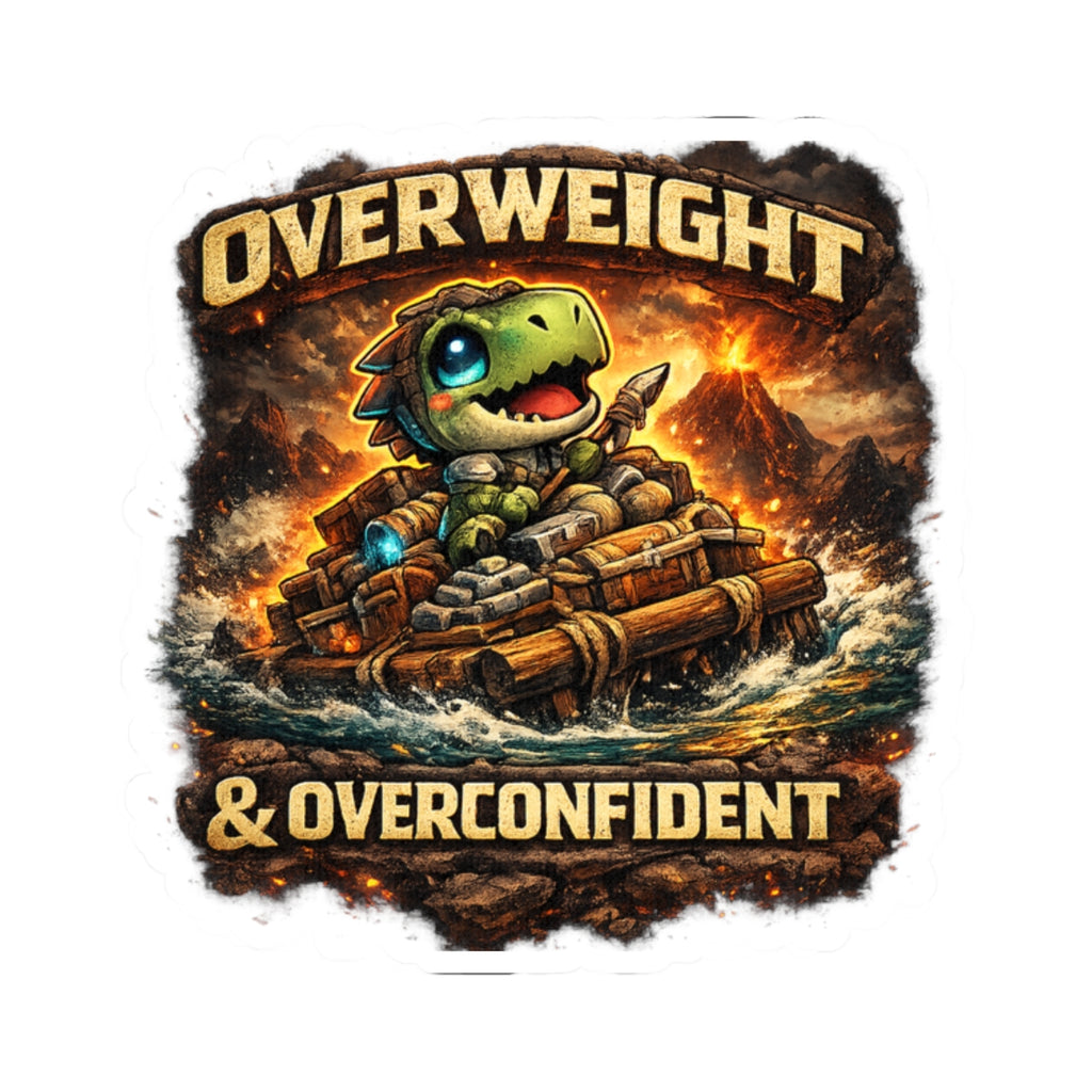 Overweight & Overconfident Vinyl Sticker — Quietly Ascended