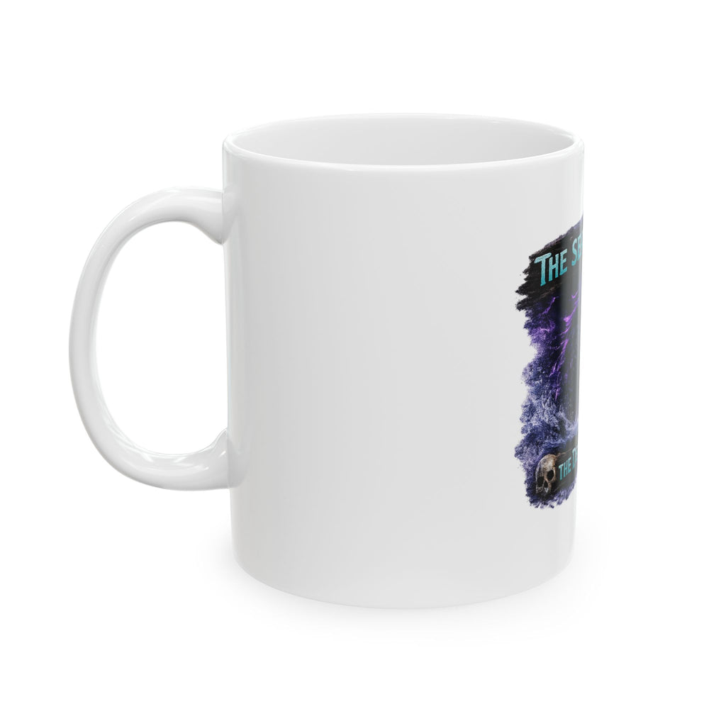 The Sea Is Fake Ceramic Mug — Lightning T-Rex Coffee Cup