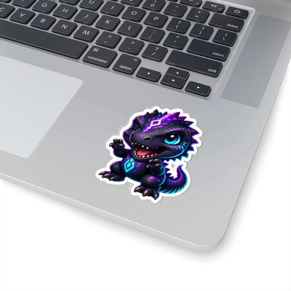 Tiny Roar T-Rex Sticker — Neon Chibi Dino Kiss-Cut Vinyl Decal