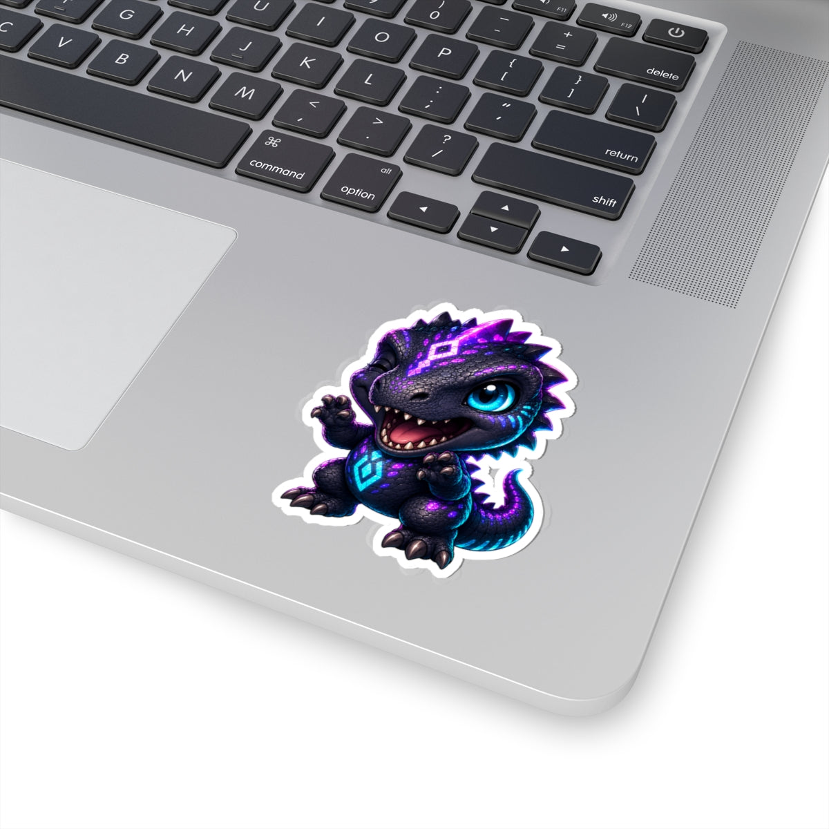 Tiny Roar T-Rex Sticker — Neon Chibi Dino Kiss-Cut Vinyl Decal