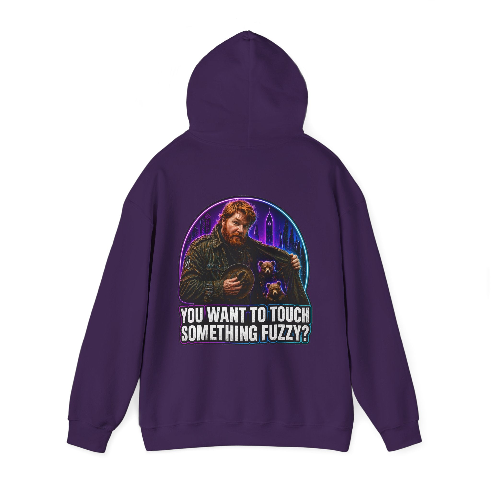 Hoodie - "You Want to Touch Something Fuzzy?" Retro Sci‑Fi Graphic Hoodie