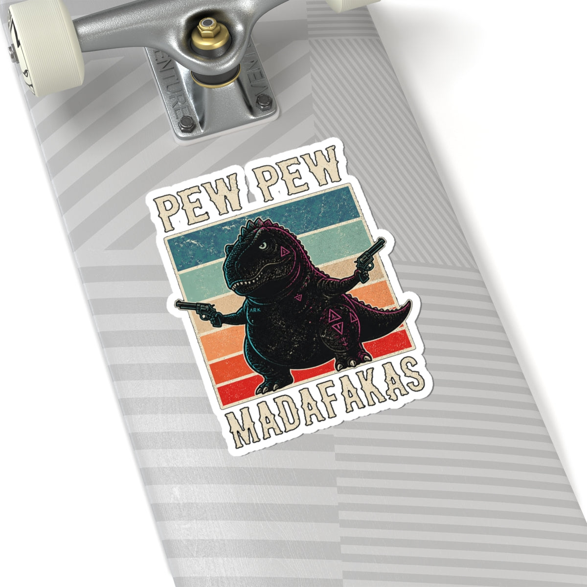 Pew Pew Madness Vinyl Sticker — Gunslinger Rex