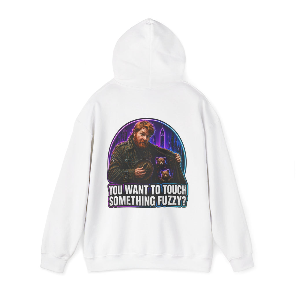 Hoodie - "You Want to Touch Something Fuzzy?" Retro Sci‑Fi Graphic Hoodie