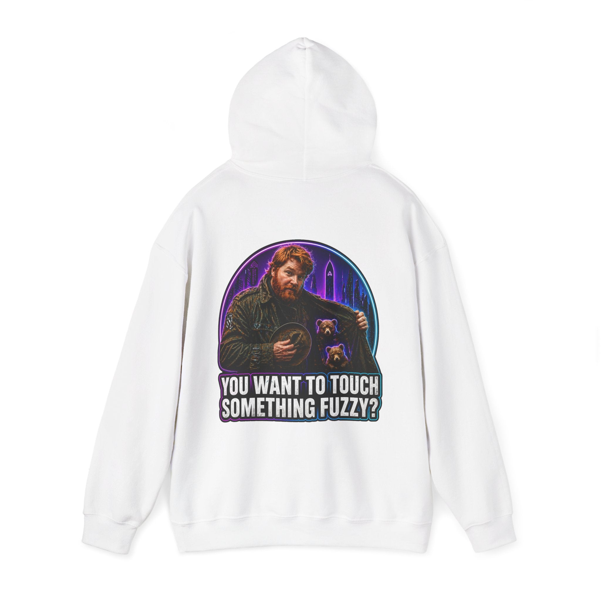 Hoodie - "You Want to Touch Something Fuzzy?" Retro Sci‑Fi Graphic Hoodie