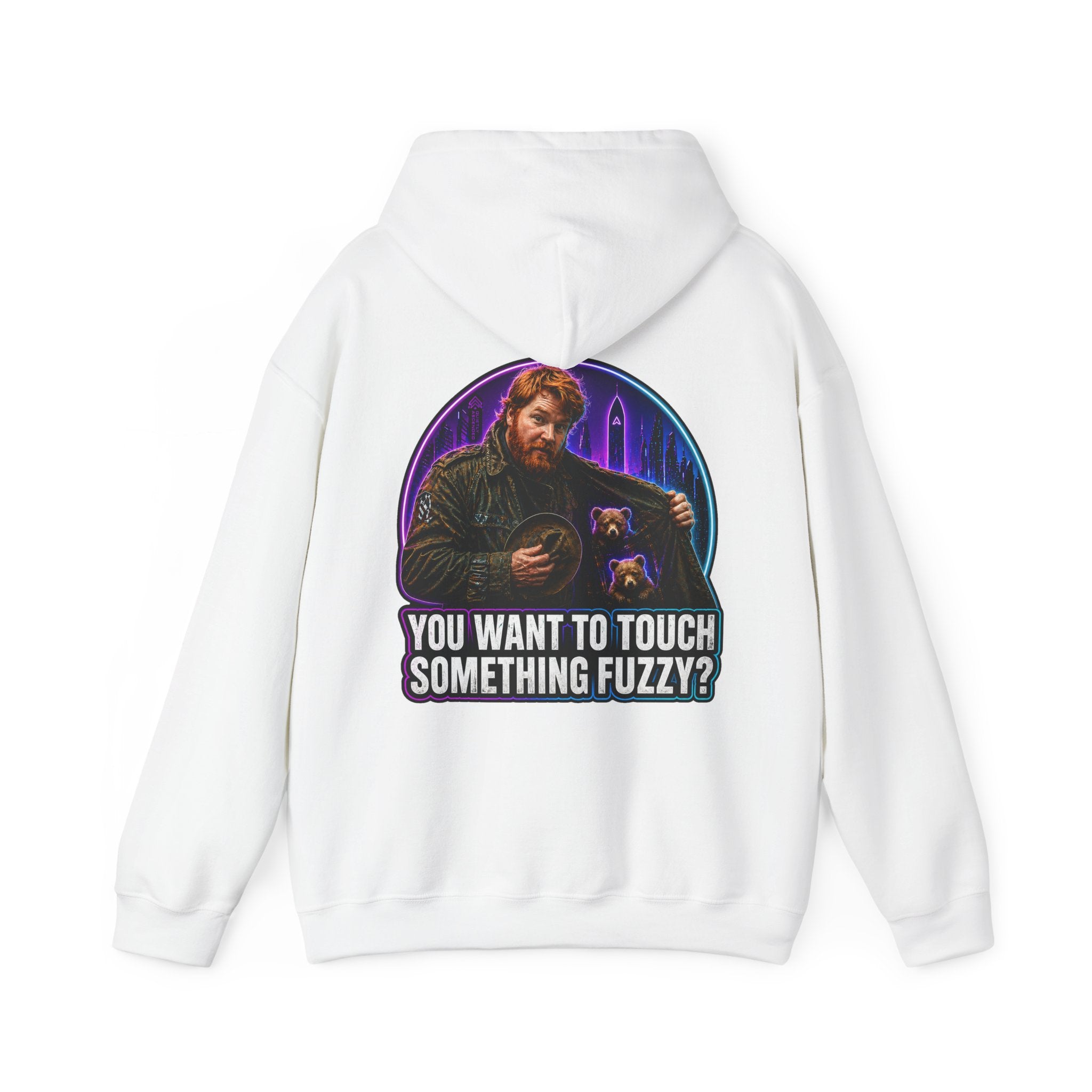 Hoodie - "You Want to Touch Something Fuzzy?" Retro Sci‑Fi Graphic Hoodie