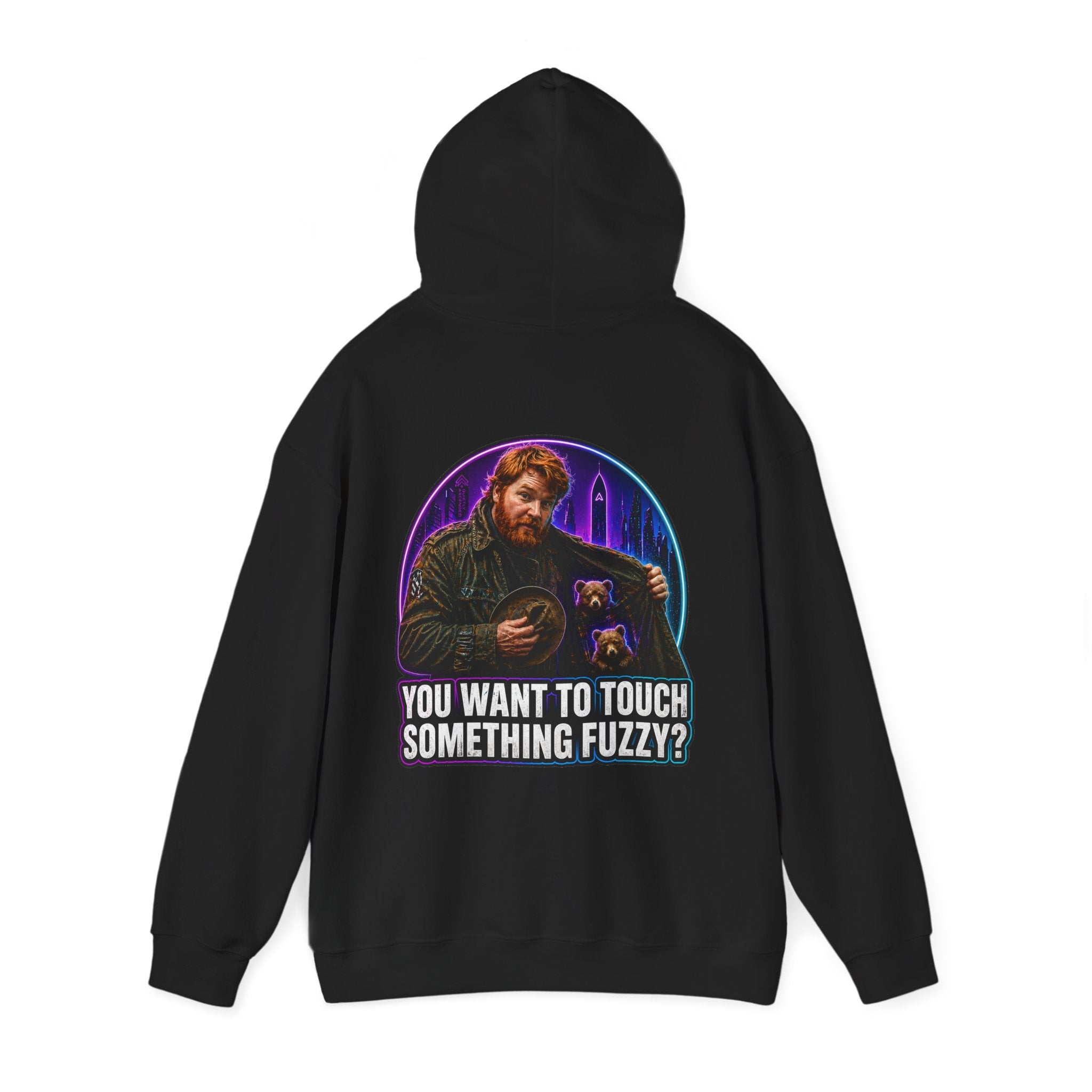 Hoodie - "You Want to Touch Something Fuzzy?" Retro Sci‑Fi Graphic Hoodie