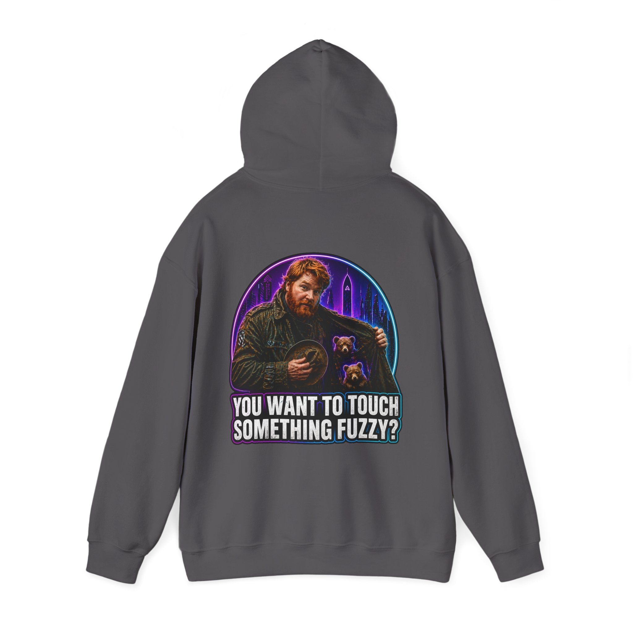 Hoodie - "You Want to Touch Something Fuzzy?" Retro Sci‑Fi Graphic Hoodie
