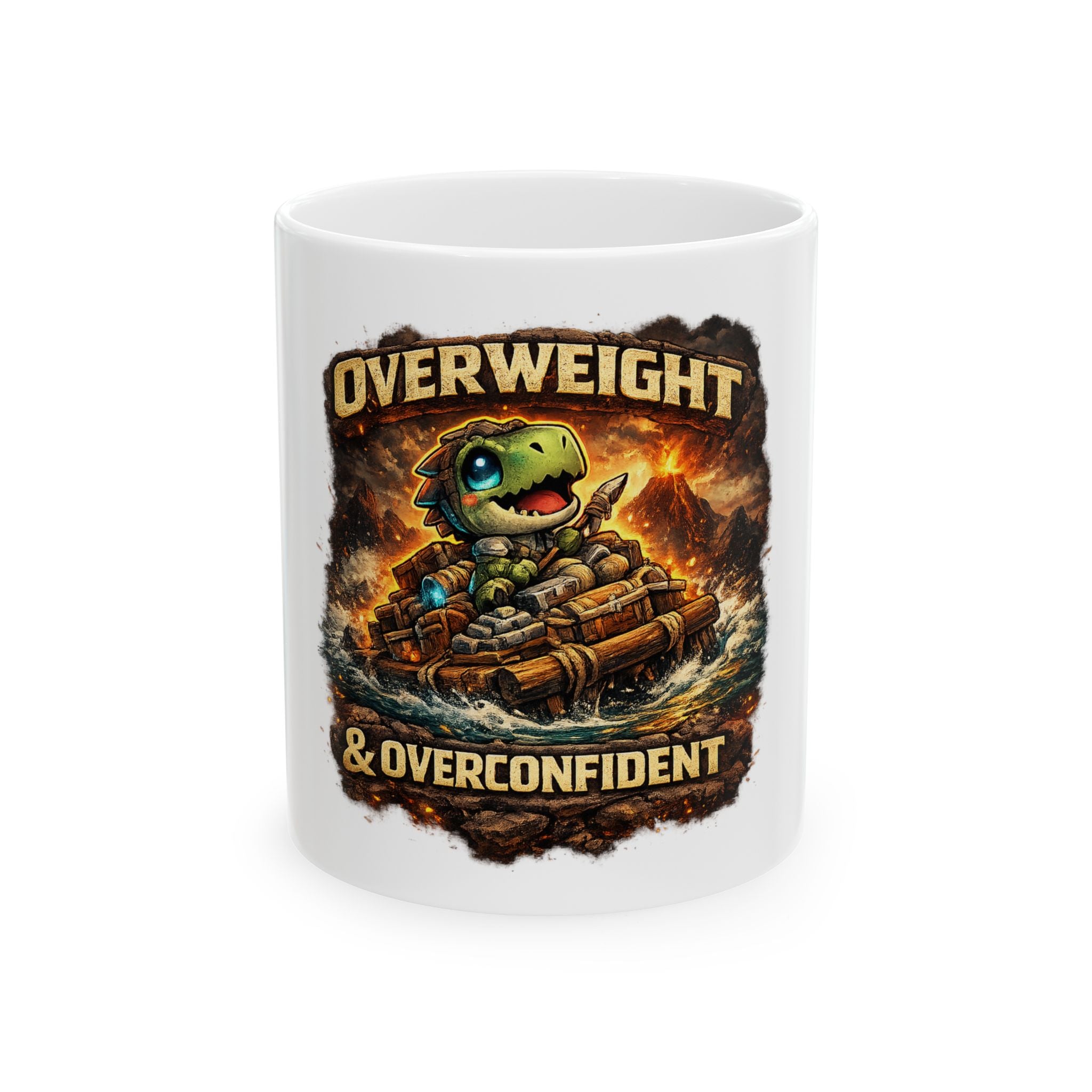 Overweight & Overconfident Ceramic Mug — Quietly Ascended