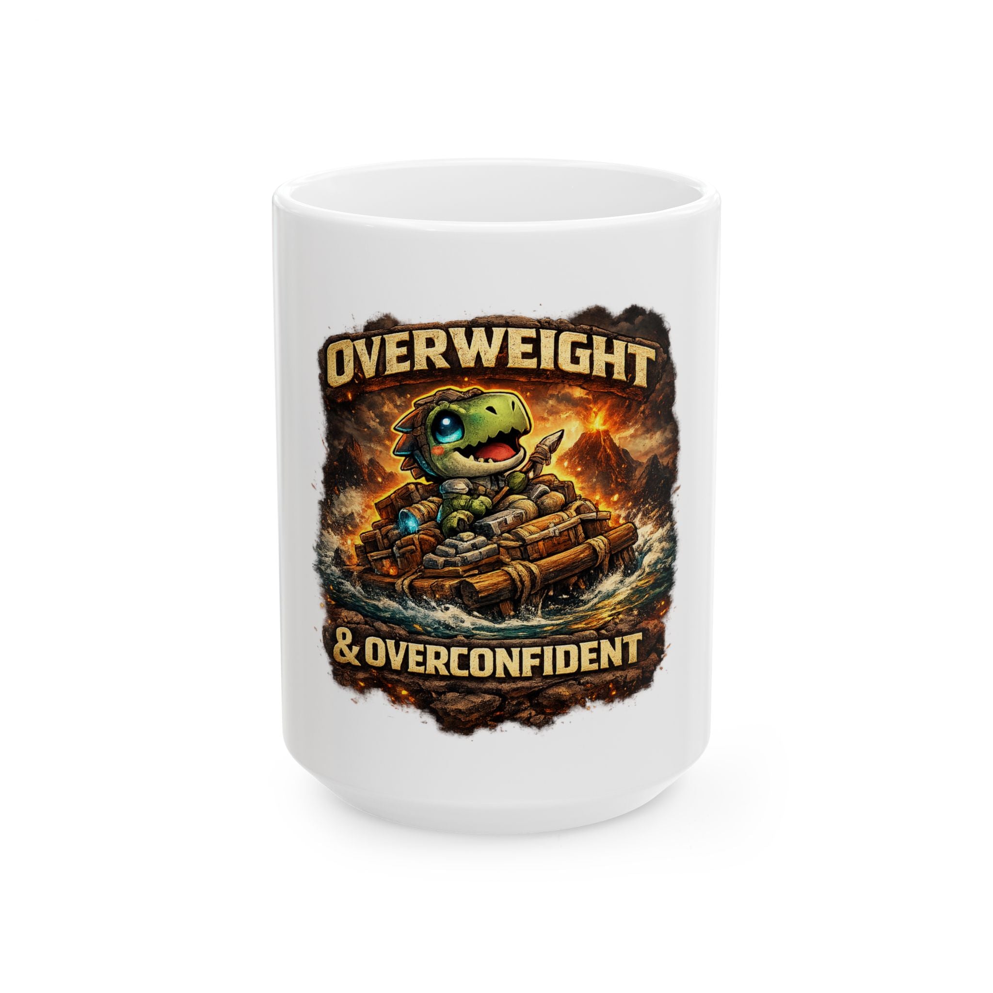 Overweight & Overconfident Ceramic Mug — Quietly Ascended