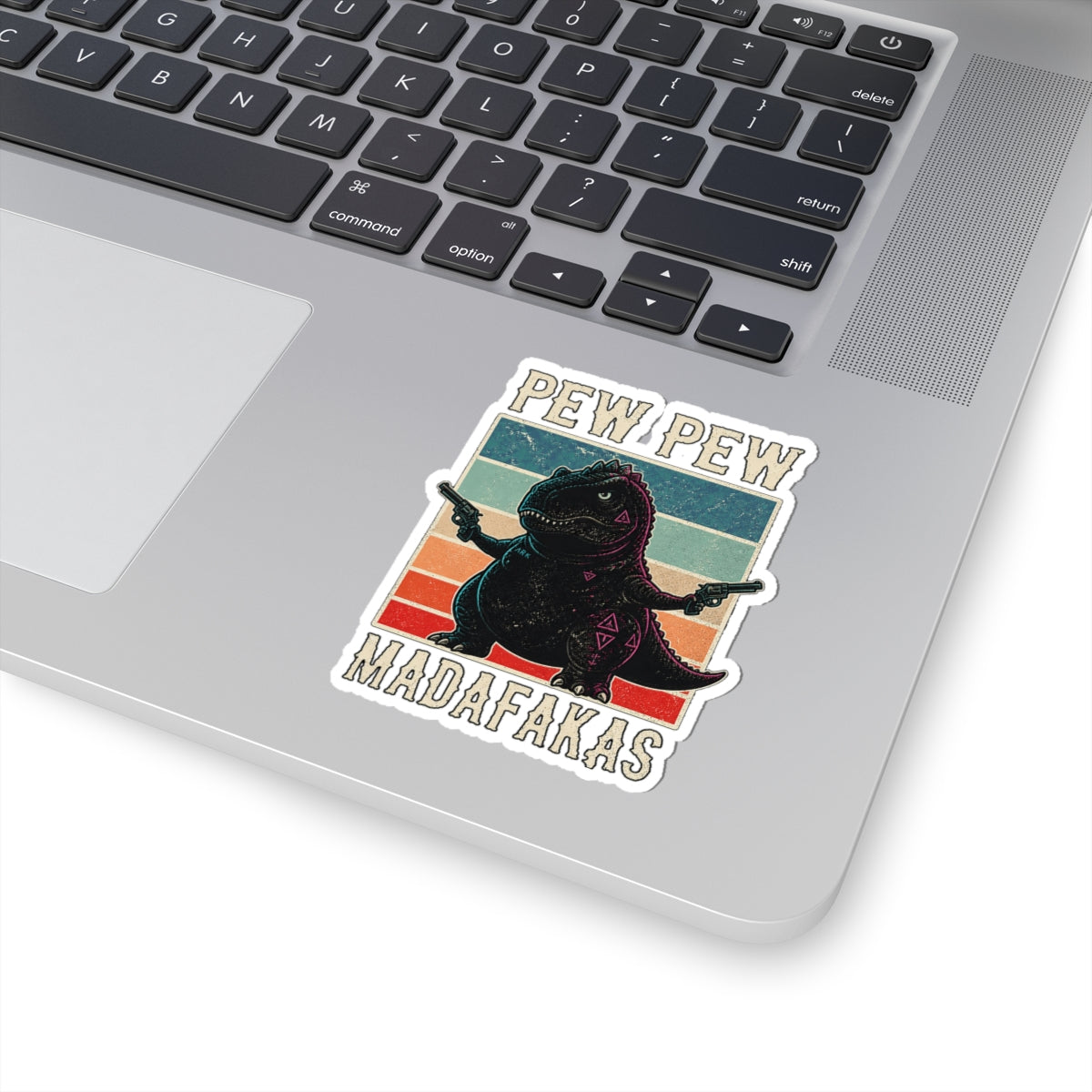 Pew Pew Madness Vinyl Sticker — Gunslinger Rex