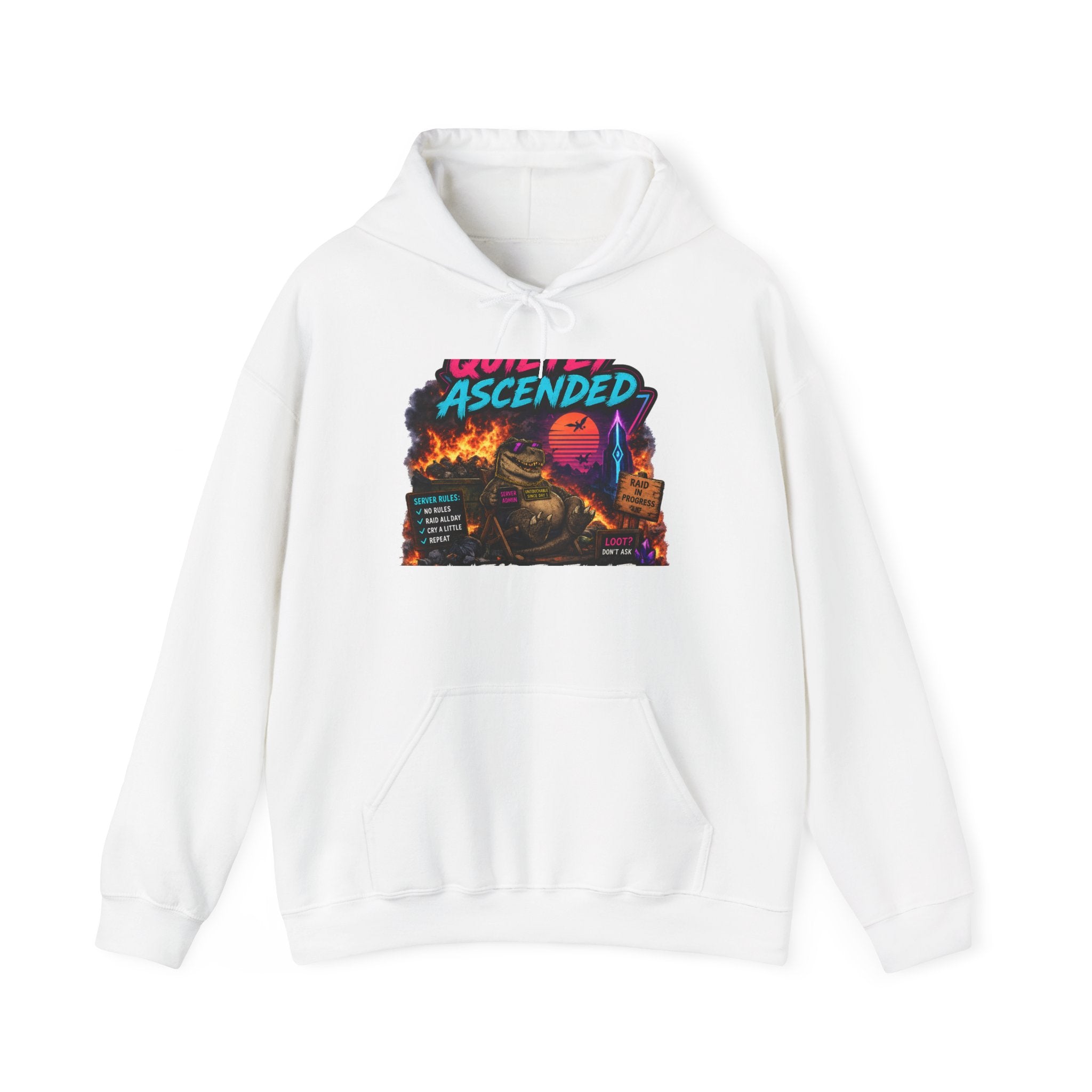 We're Fine Hoodie — Server Admin Chibi T-Rex Dumpster Fire Pullover