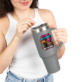 40oz Insulated Travel Mug — “Quietly Ascended, We’re Fine” Retro Gamer Vaporwave Design