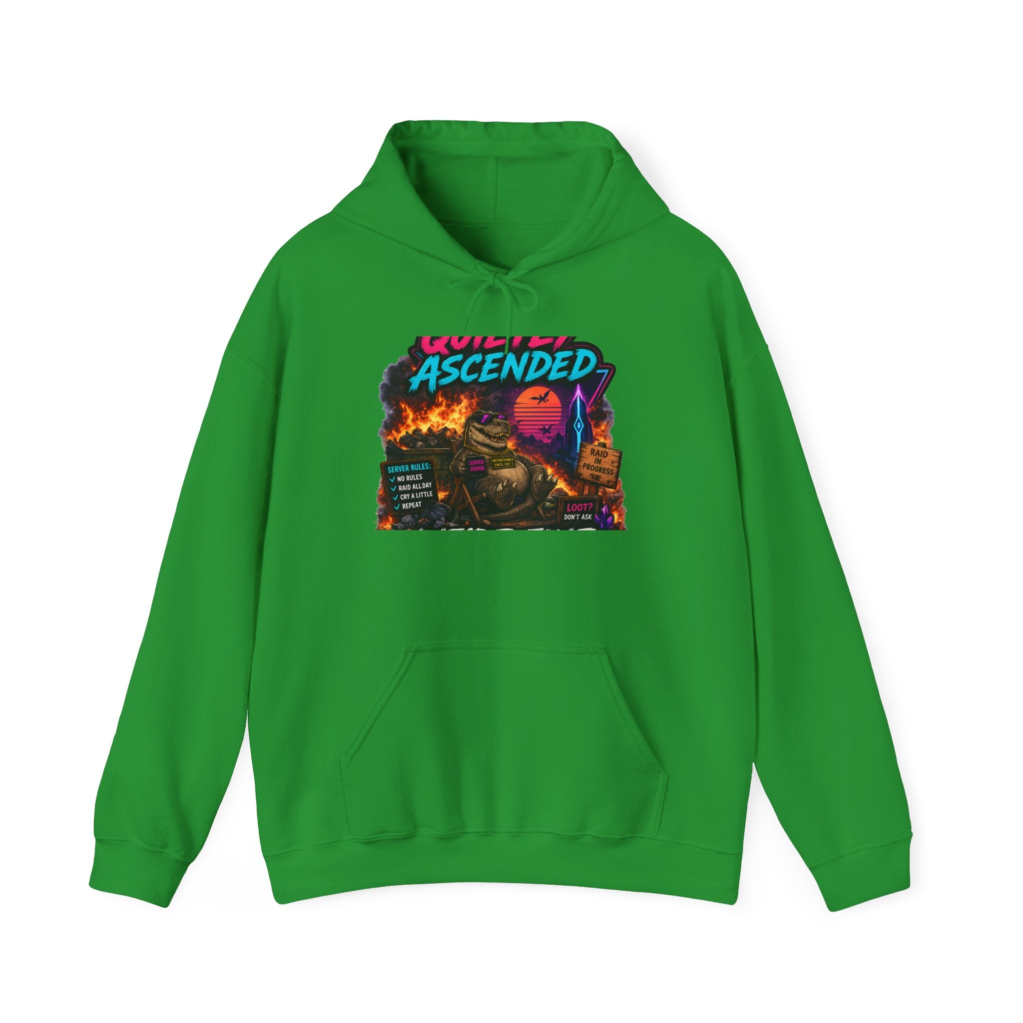 We're Fine Hoodie — Server Admin Chibi T-Rex Dumpster Fire Pullover