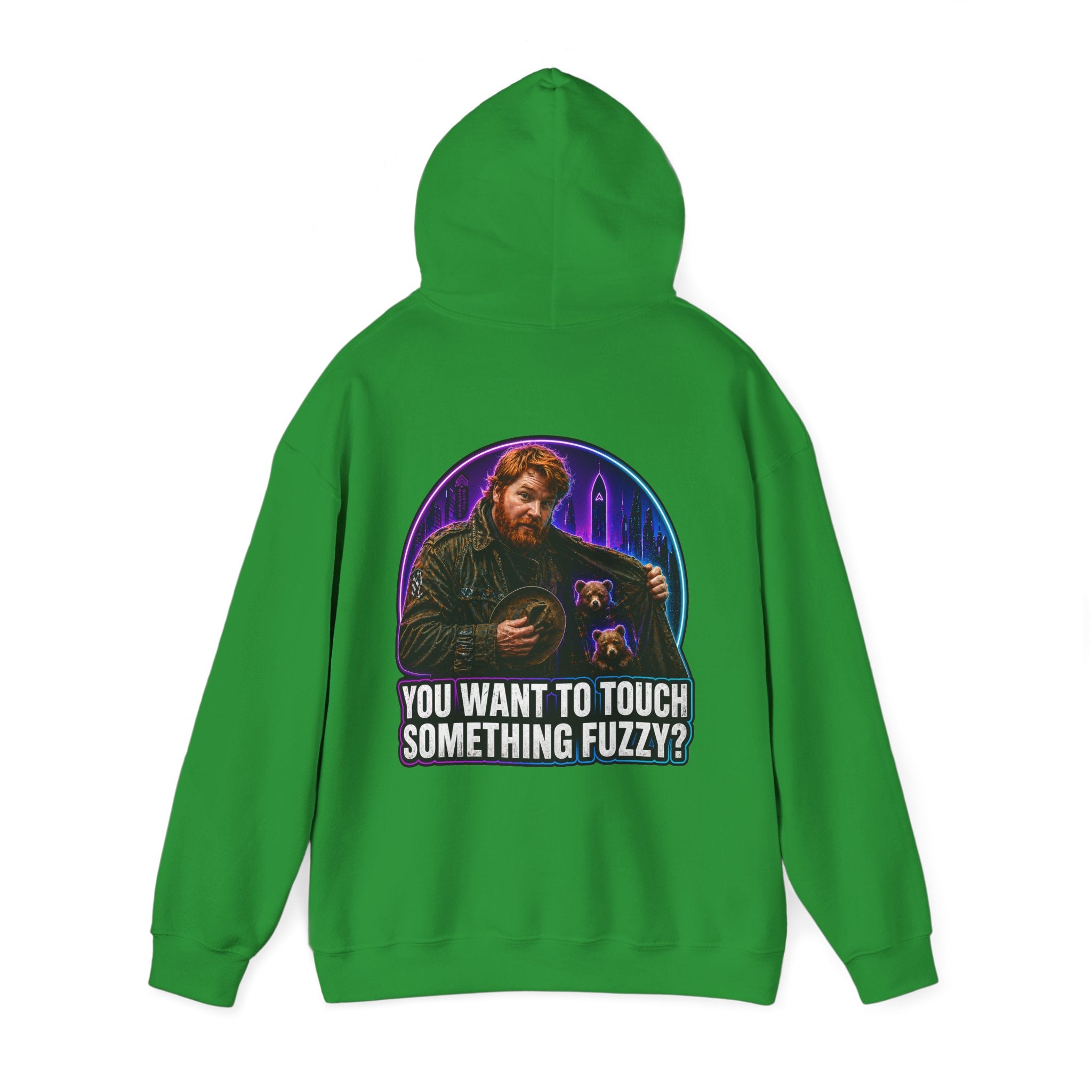 Hoodie - "You Want to Touch Something Fuzzy?" Retro Sci‑Fi Graphic Hoodie