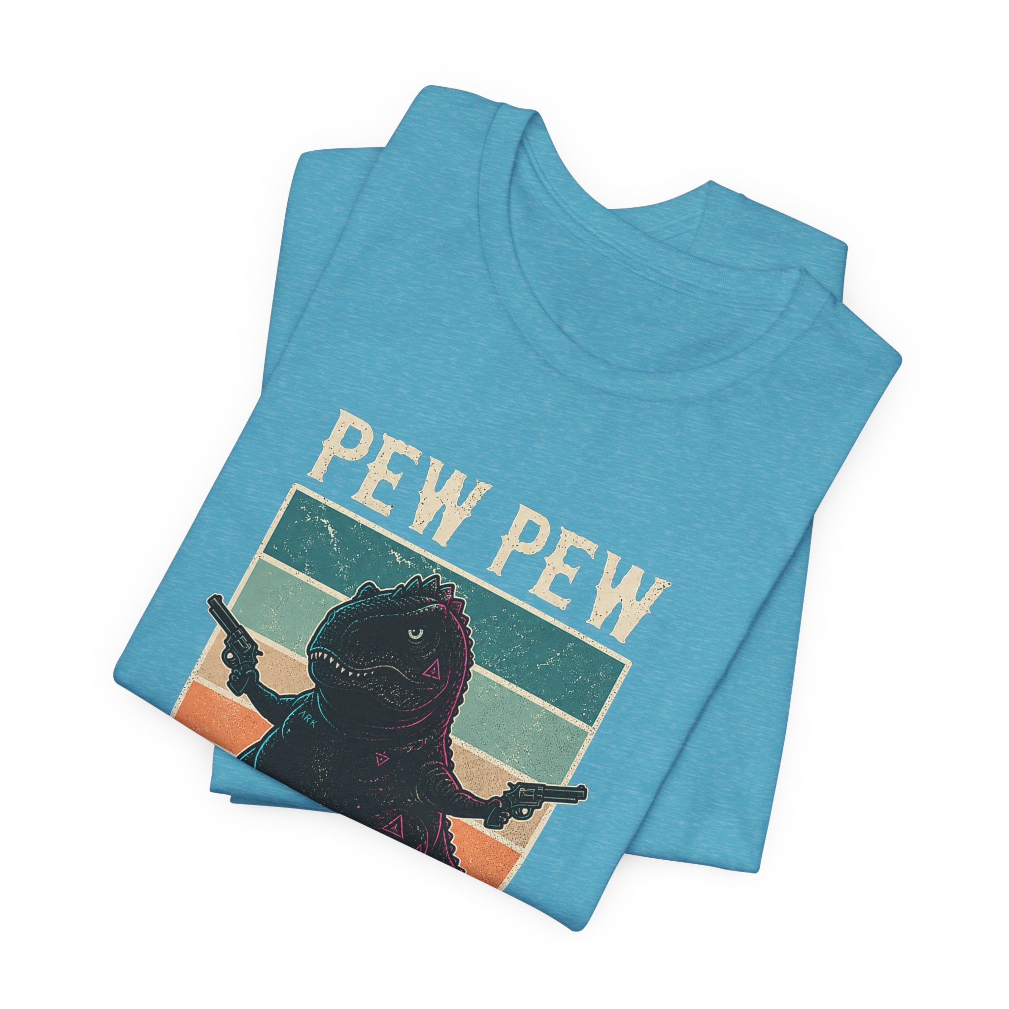 Pew Pew Madafakas T‑Shirt — Retro Dino with Guns Funny Graphic Tee