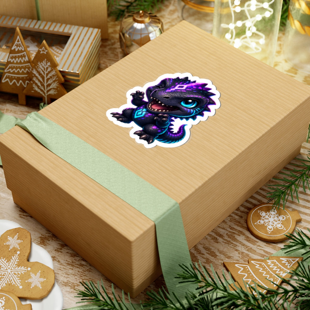 Tiny Roar T-Rex Sticker — Neon Chibi Dino Kiss-Cut Vinyl Decal