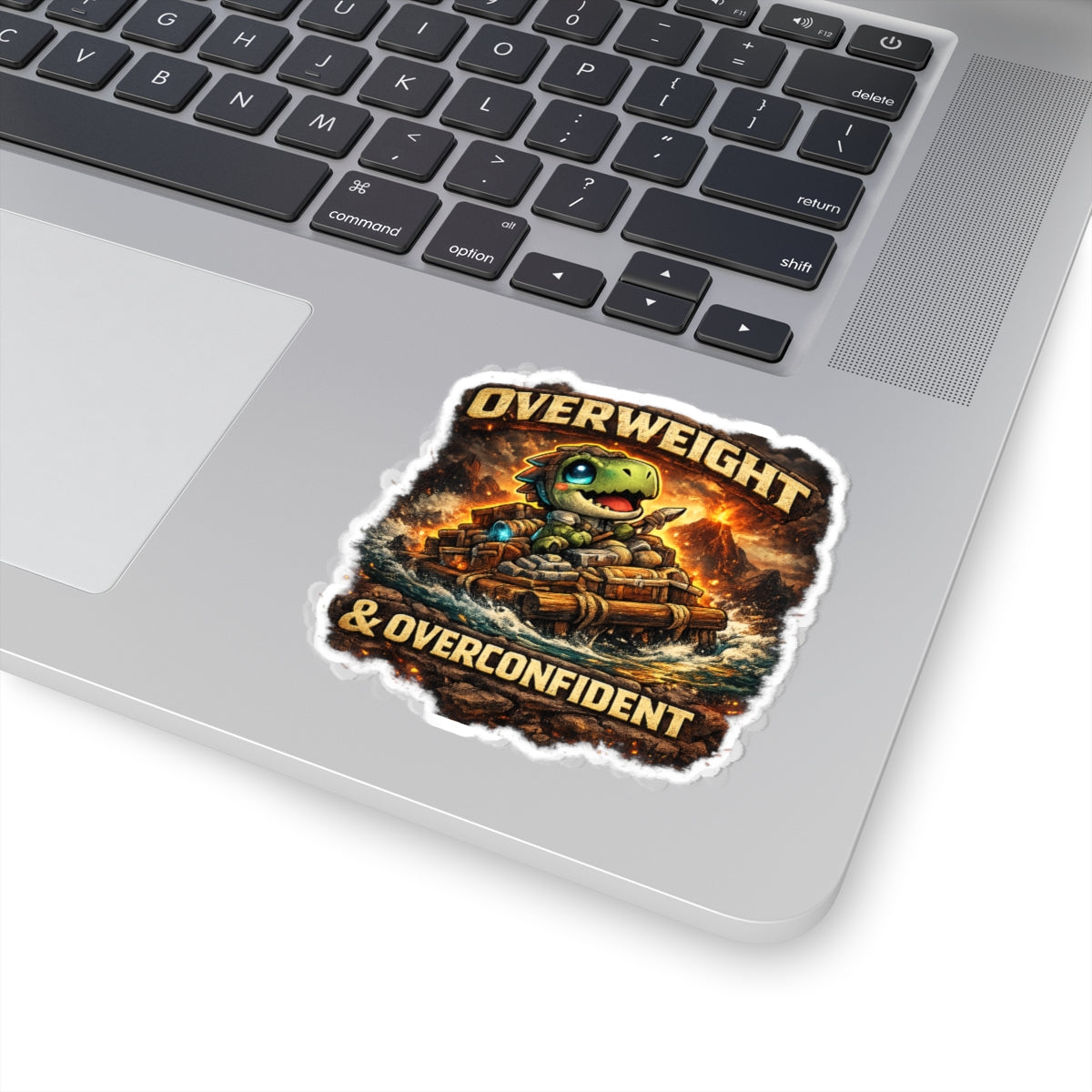 Overweight & Overconfident Vinyl Sticker — Quietly Ascended