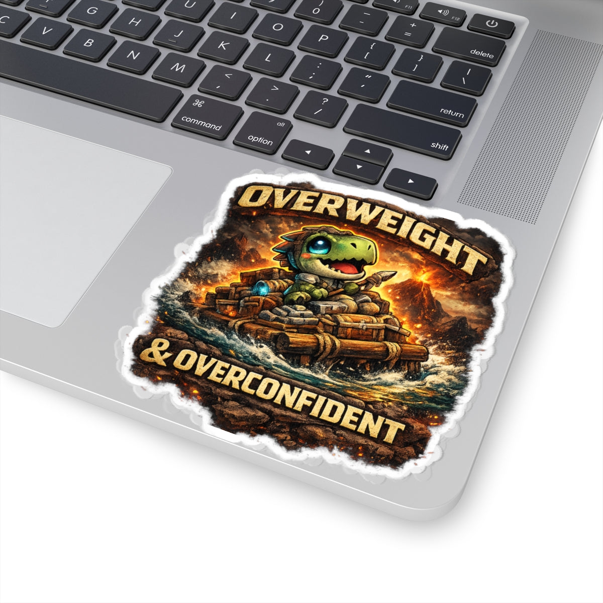 Overweight & Overconfident Vinyl Sticker — Quietly Ascended