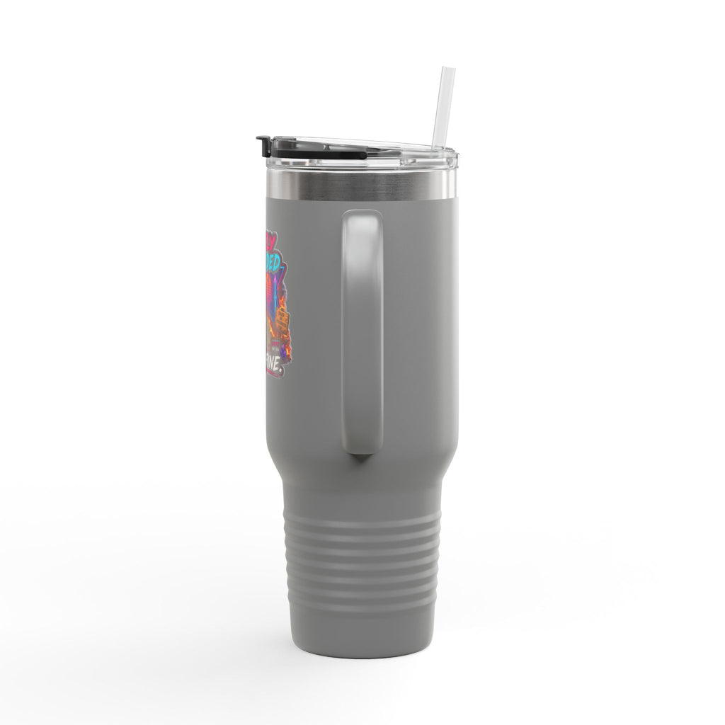 40oz Insulated Travel Mug — “Quietly Ascended, We’re Fine” Retro Gamer Vaporwave Design