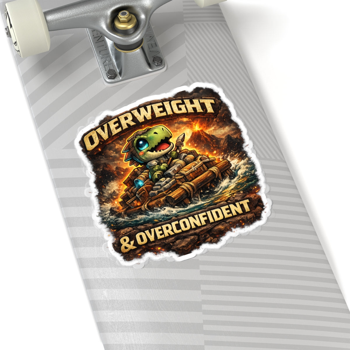 Overweight & Overconfident Vinyl Sticker — Quietly Ascended
