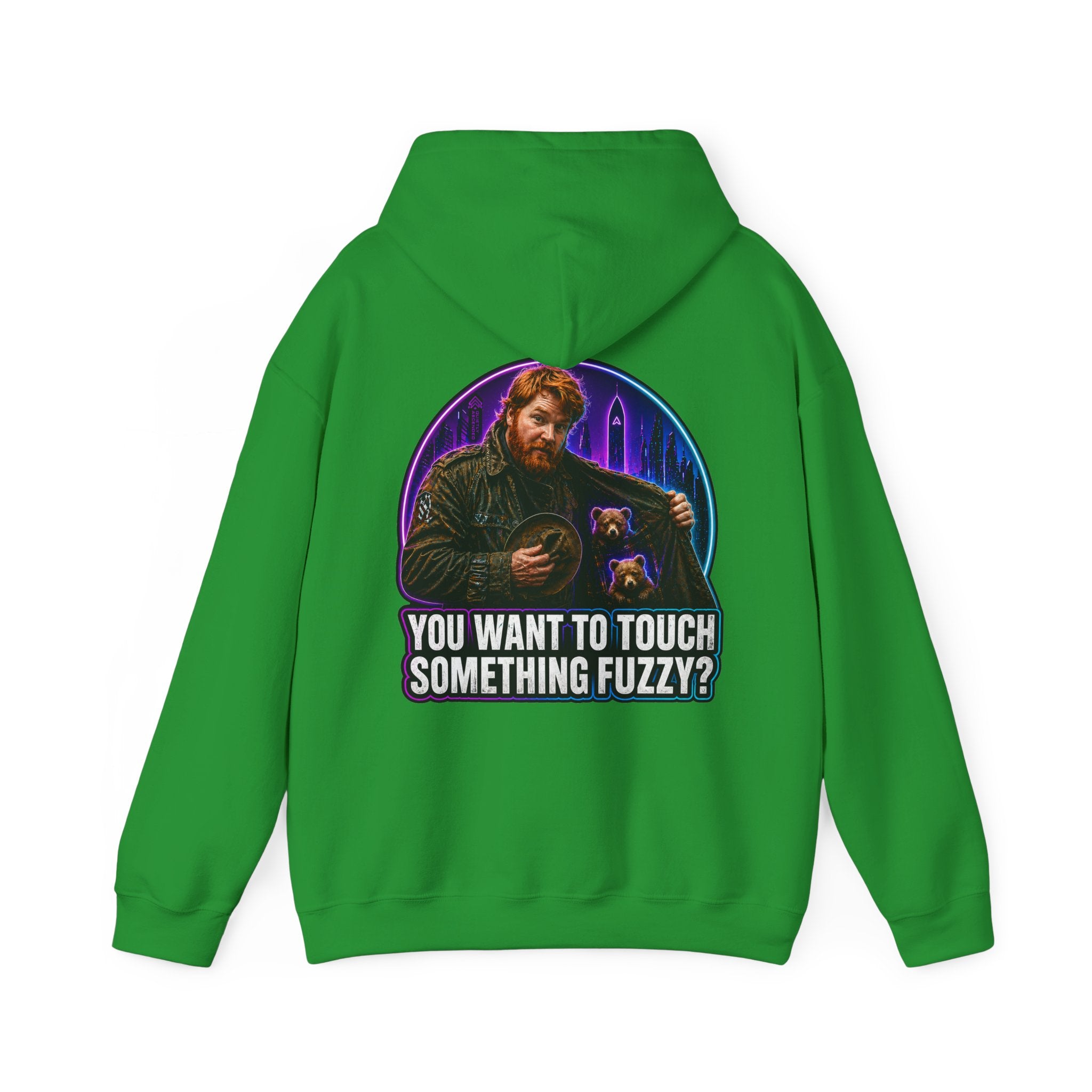 Hoodie - "You Want to Touch Something Fuzzy?" Retro Sci‑Fi Graphic Hoodie