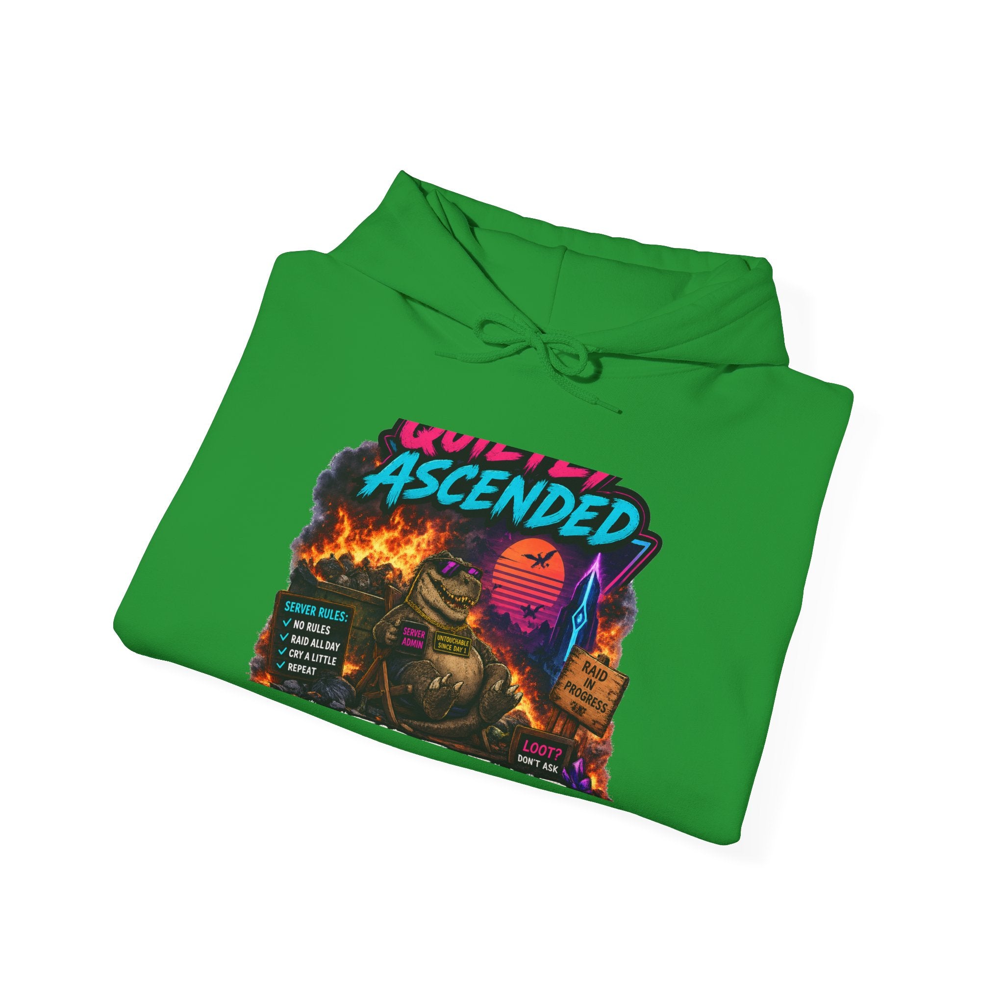 We're Fine Hoodie — Server Admin Chibi T-Rex Dumpster Fire Pullover