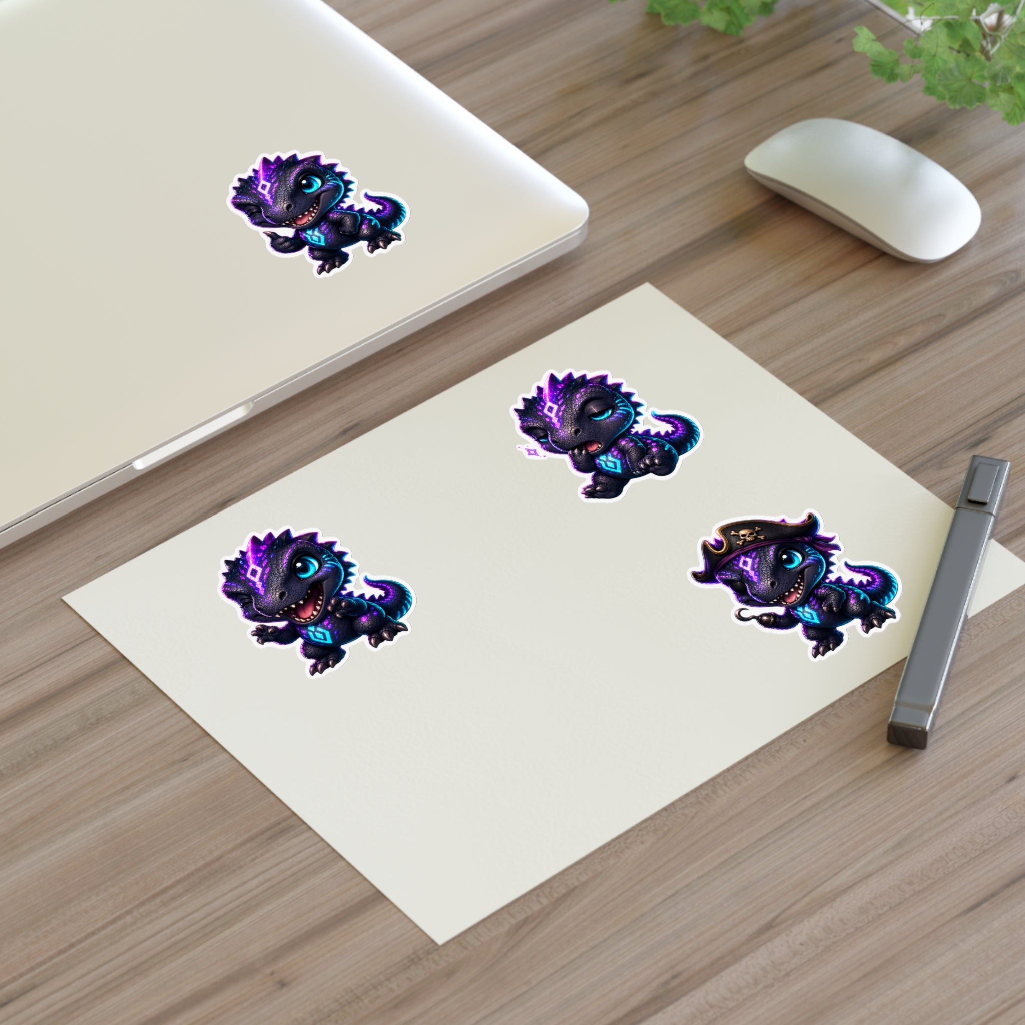 Chibi Shadow Monster Sticker Sheet — Cute Purple Creature Stickers for Laptops, Planners & Gifts
