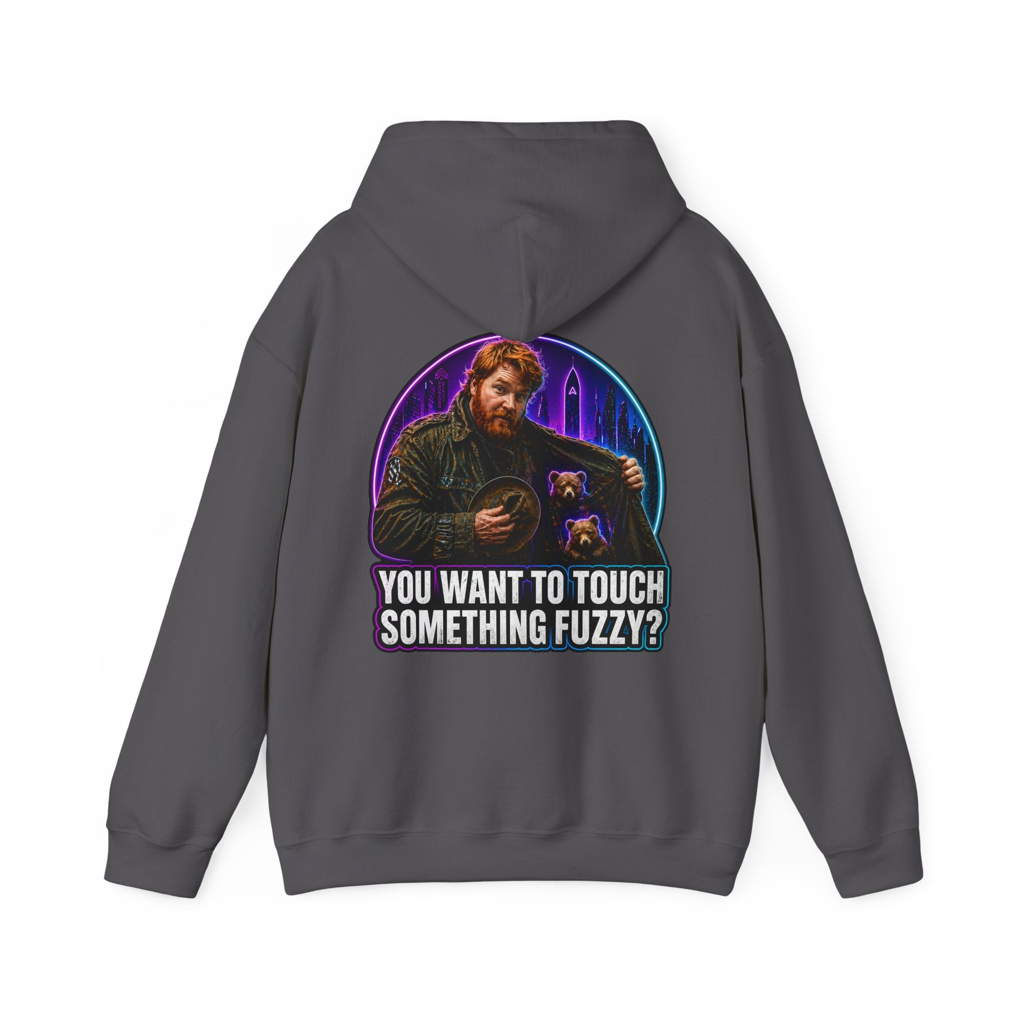 Hoodie - "You Want to Touch Something Fuzzy?" Retro Sci‑Fi Graphic Hoodie