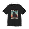 Pew Pew Madafakas T‑Shirt — Retro Dino with Guns Funny Graphic Tee