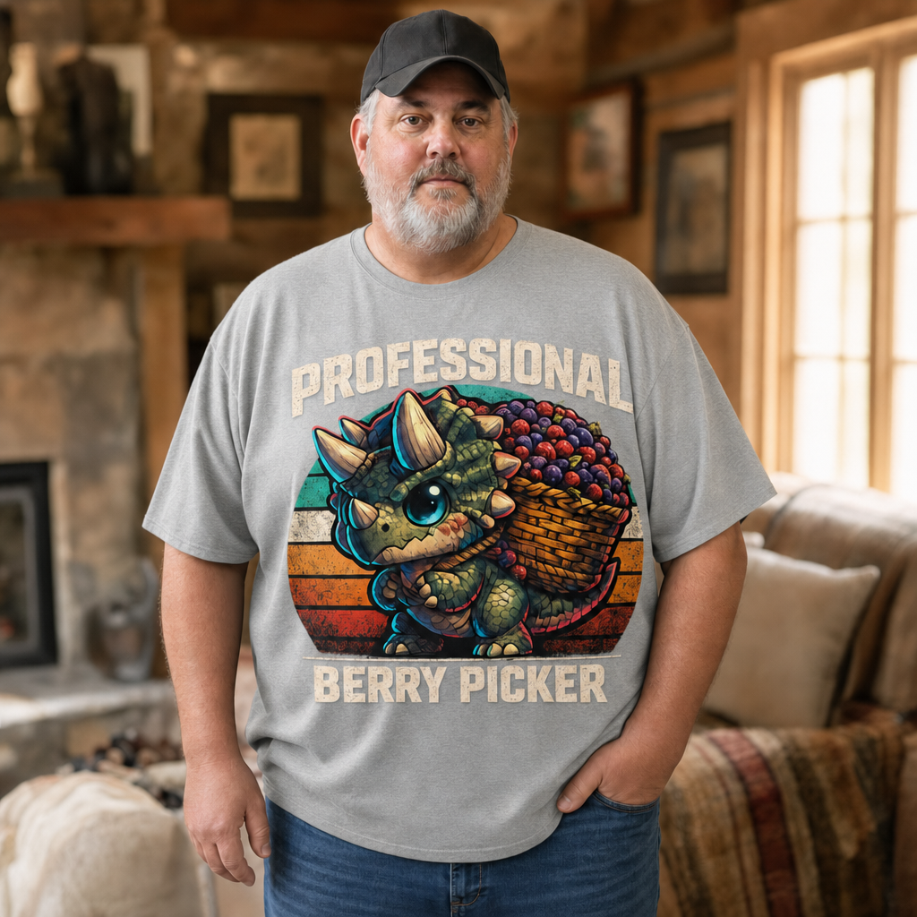 Professional Berry Picker T-Shirt — Quietly Ascended — AI-generated lifestyle photo (athletic heather__mac)