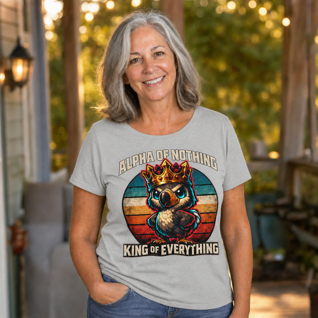 Alpha of Nothing, King of Everything T-Shirt — Quietly Ascended — AI-generated lifestyle photo (athletic heather__sam)