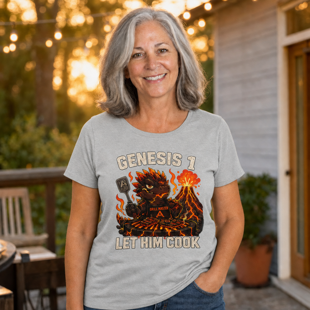 Let Him Cook T-Shirt — Quietly Ascended — AI-generated lifestyle photo (athletic heather__sam)