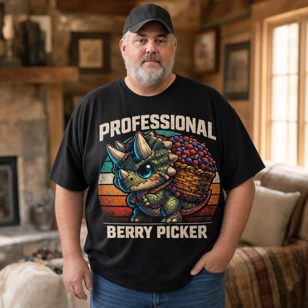Professional Berry Picker T-Shirt — Quietly Ascended — AI-generated lifestyle photo (black__mac)