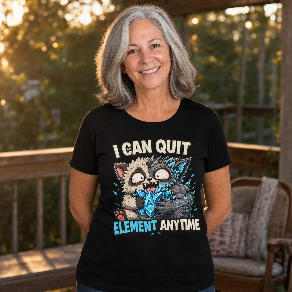 I Can Quit Element Anytime T-Shirt — Quietly Ascended — AI-generated lifestyle photo (black__sam)