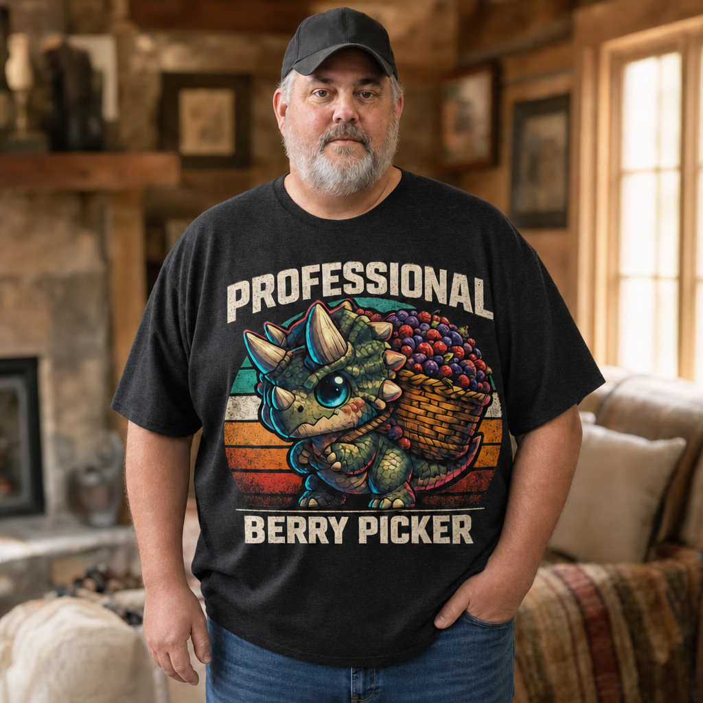 Professional Berry Picker T-Shirt — Quietly Ascended — AI-generated lifestyle photo (dark grey heather__mac)