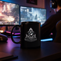 Black Glossy Server Support Ceramic Mug — Quietly Ascended — AI-generated lifestyle photo (default)