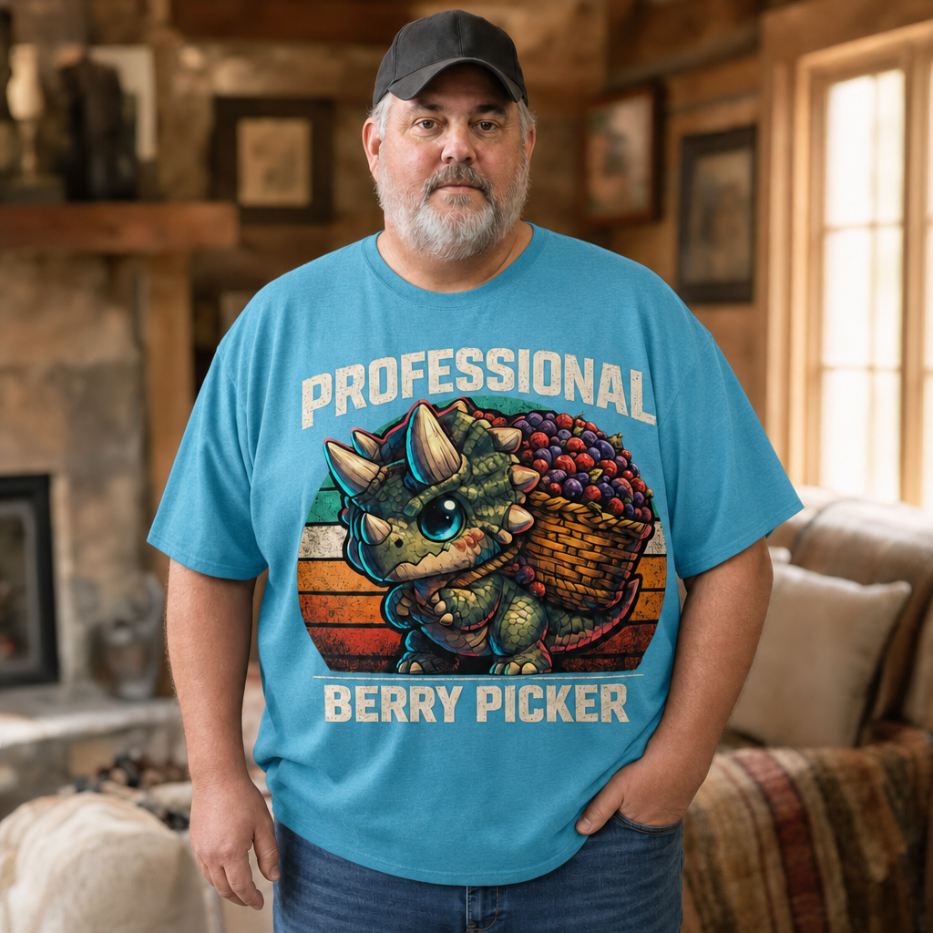 Professional Berry Picker T-Shirt — Quietly Ascended — AI-generated lifestyle photo (heather aqua__mac)