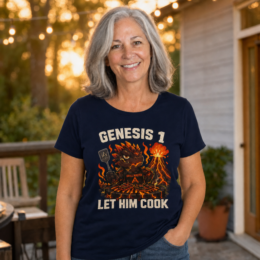 Let Him Cook T-Shirt — Quietly Ascended — AI-generated lifestyle photo (navy__sam)