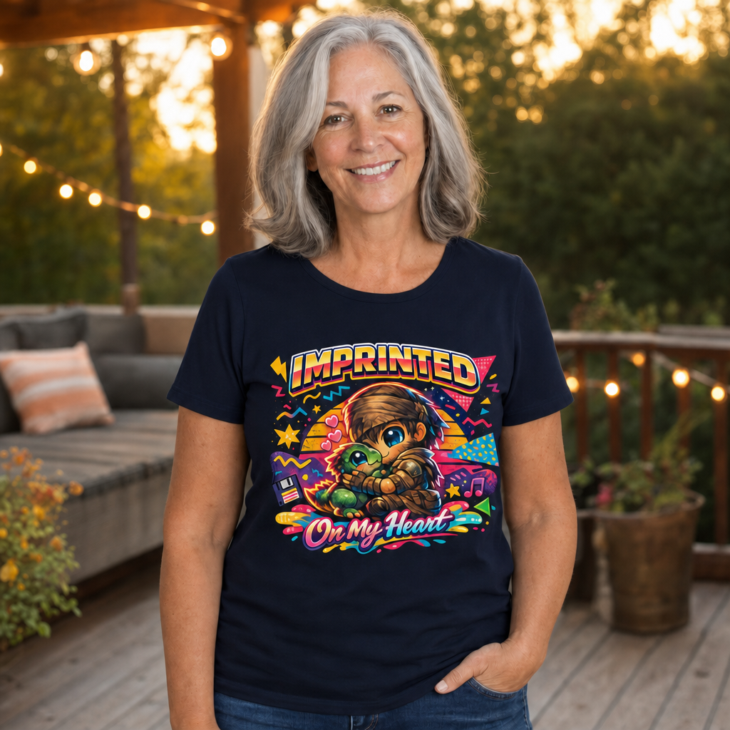 Imprinted on My Heart T-Shirt — Quietly Ascended — AI-generated lifestyle photo (navy__sam)