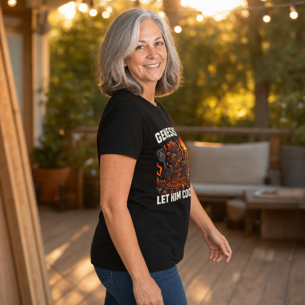 Let Him Cook T-Shirt — Quietly Ascended — AI-generated lifestyle photo (black__sam)